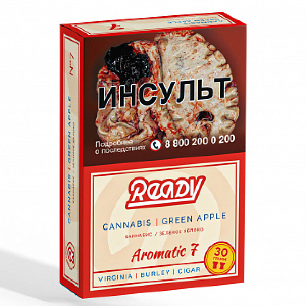 Табак READY №7 CANNABIS GREEN APPLE (Травяной Зелёное яблоко) 30 гр в Мурманске