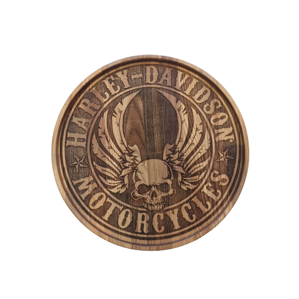 ХукаСтол Поднос Harley Davidson (Коричневый, Бук) для кальяна в Мурманске