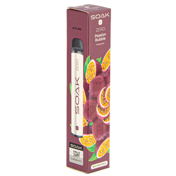 SOAK X ZERO Passion bubble 1500 затяжек (без никотина) в Мурманске