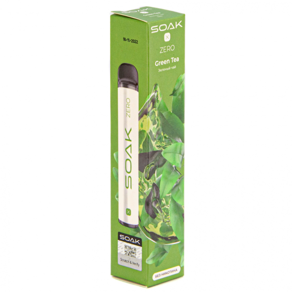 SOAK X ZERO Green tea 1500 затяжек (без никотина) в Мурманске