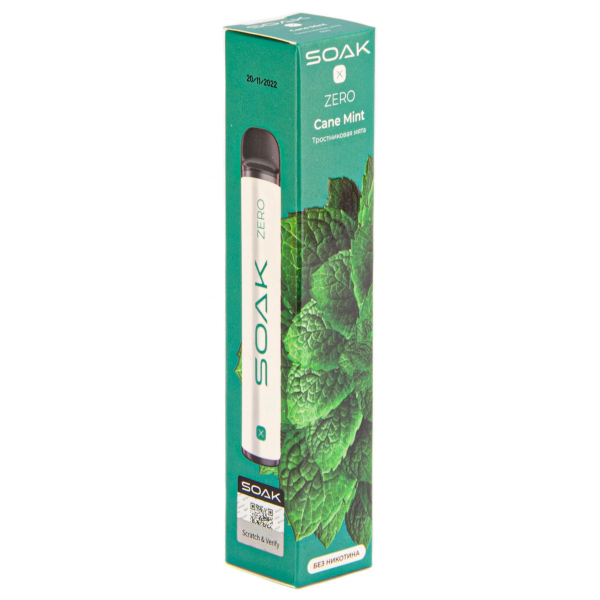 SOAK X ZERO Cane mint 1500 затяжек (без никотина) в Мурманске