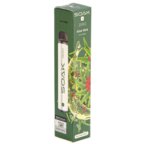 SOAK X ZERO Aloe vera 1500 затяжек (без никотина) в Мурманске