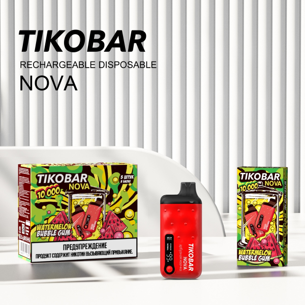 Электронка Tikobar Nova Арбузная Жвачка 10000 Затяжек в Мурманске