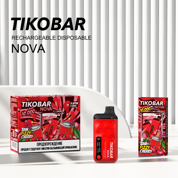 Электронка Tikobar Nova Кислая Вишневая Шипучка 10000 Затяжек в Мурманске