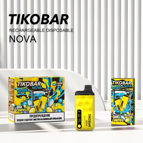 Электронка Tikobar Nova Кислые Конфеты 10000 Затяжек в Мурманске