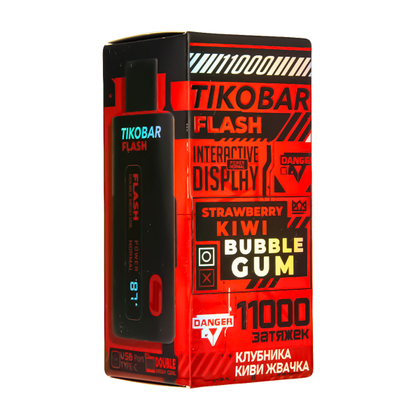 Электронка Tikobar Flash Клубника Киви Жвачка 11000 Затяжек в Мурманске