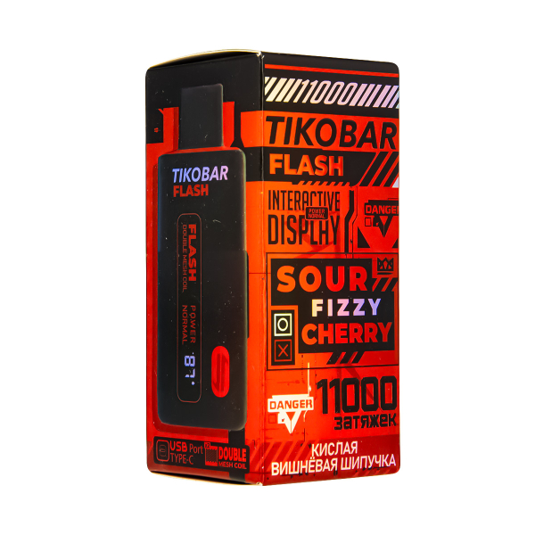 Электронка Tikobar Flash Кислая Вишнёвая Шипучка 11000 Затяжек в Мурманске