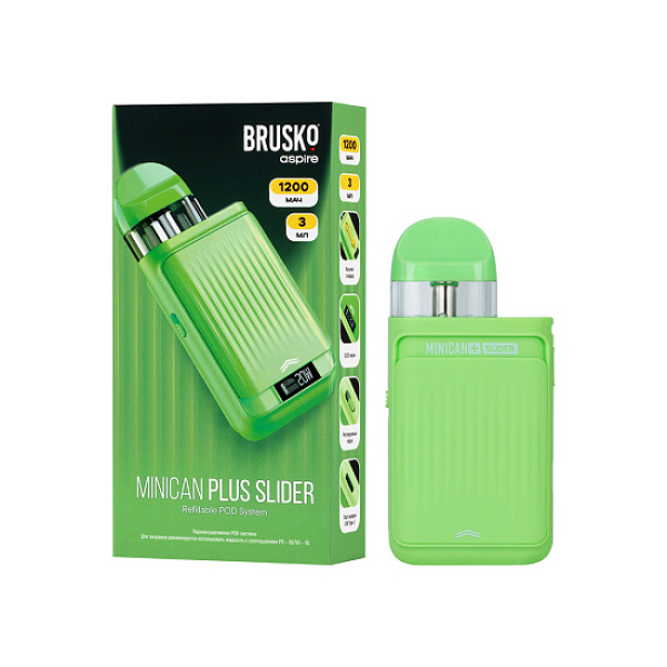 POD-система Brusko Minican Plus Slider Зелёный в Мурманске