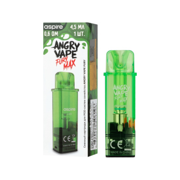 Картридж Angry Vape Fury Max Зелёный 45 мл 0.6 Ом ( 1 шт.) в Мурманске